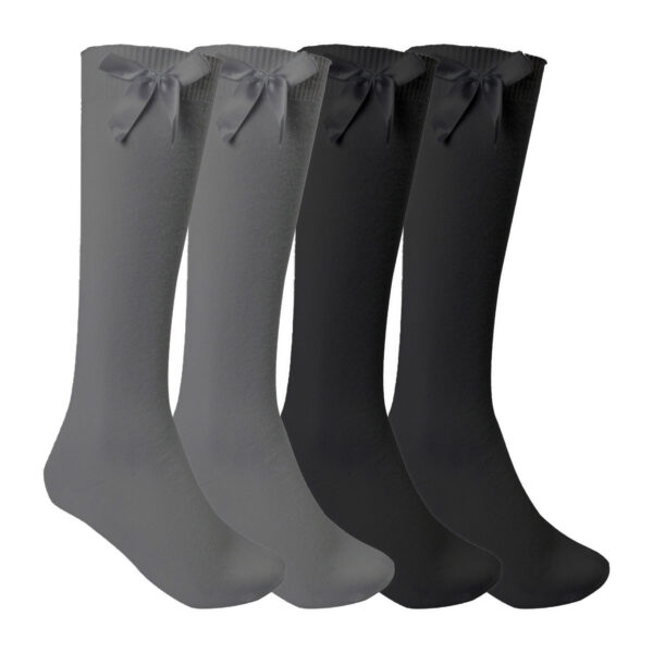 BowSocksBlackGreyFront